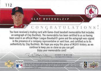 2008 SP Authentic - Gold #112 Clay Buchholz Back