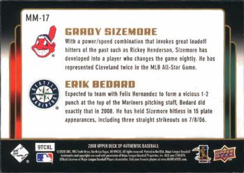 2008 SP Authentic - Marquee Matchups #MM-17 Grady Sizemore / Erik Bedard Back