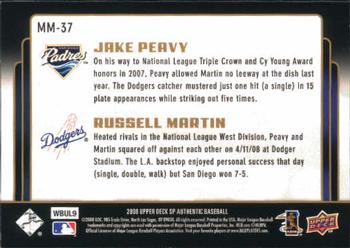 2008 SP Authentic - Marquee Matchups #MM-37 Jake Peavy / Russell Martin Back