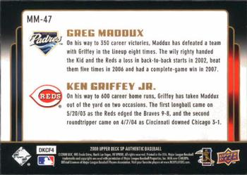 2008 SP Authentic - Marquee Matchups #MM-47 Greg Maddux / Ken Griffey Jr. Back