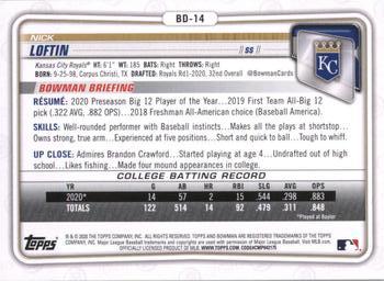 2020 Bowman Draft #BD-14 Nick Loftin Back