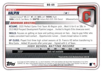 2020 Bowman Draft #BD-69 Petey Halpin Back