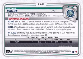 2020 Bowman Draft #BD-71 Connor Phillips Back