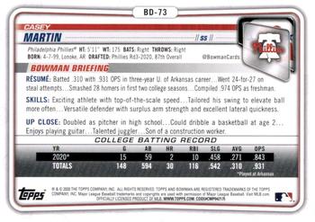 2020 Bowman Draft #BD-73 Casey Martin Back