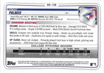 2020 Bowman Draft #BD-138 Trent Palmer Back