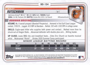 2020 Bowman Draft #BD-154 Adley Rutschman Back