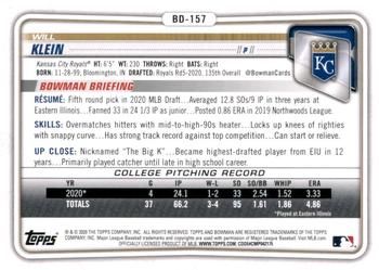 2020 Bowman Draft #BD-157 Will Klein Back