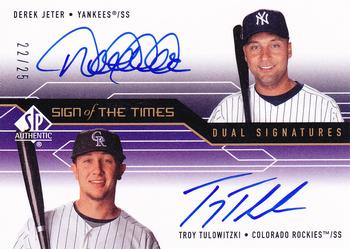 2008 SP Authentic - Sign of the Times Dual #ST2-JT Derek Jeter / Troy Tulowitzki Front