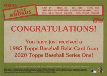 2020 Topps - 1985 Topps Baseball 35th Anniversary Relics (Series Two) #85TR-EA Elvis Andrus Back