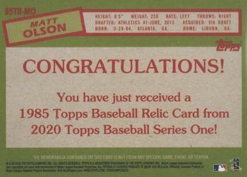 2020 Topps - 1985 Topps Baseball 35th Anniversary Relics (Series Two) #85TR-MO Matt Olson Back