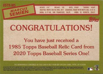 2020 Topps - 1985 Topps Baseball 35th Anniversary Relics (Series Two) #85TR-MS Marcus Semien Back