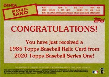 2020 Topps - 1985 Topps Baseball 35th Anniversary Relics (Series Two) #85TR-MSA Miguel Sano Back