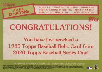 2020 Topps - 1985 Topps Baseball 35th Anniversary Relics (Series Two) #85TR-PD Paul DeJong Back