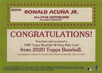 2020 Topps - 1985 Topps Baseball 35th Anniversary All-Stars Relics #85ASR-RA Ronald Acuña Jr. Back