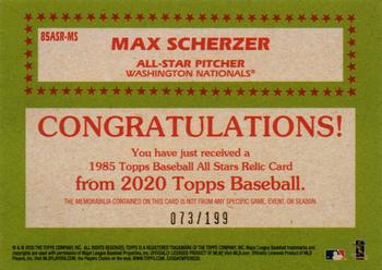 2020 Topps - 1985 Topps Baseball 35th Anniversary All-Stars Relics Black #85ASR-MS Max Scherzer Back