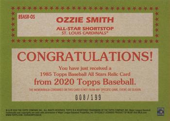 2020 Topps - 1985 Topps Baseball 35th Anniversary All-Stars Relics Black #85ASR-OS Ozzie Smith Back