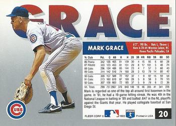 1993 Fleer #20 Mark Grace Back