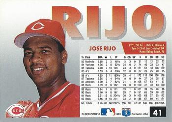 1993 Fleer #41 Jose Rijo Back