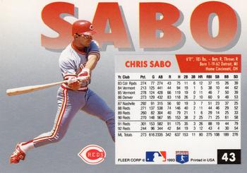 1993 Fleer #43 Chris Sabo Back