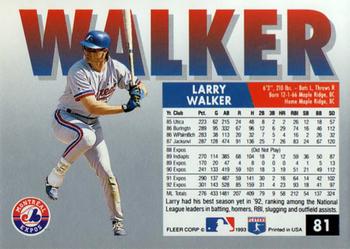 1993 Fleer #81 Larry Walker Back