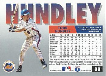 1993 Fleer #88 Todd Hundley Back