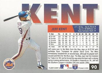 1993 Fleer #90 Jeff Kent Back