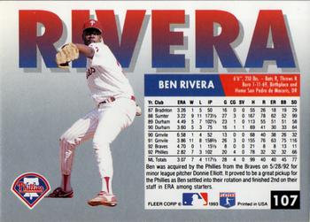 1993 Fleer #107 Ben Rivera Back