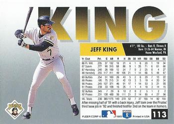 1993 Fleer #113 Jeff King Back