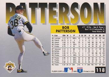 1993 Fleer #118 Bob Patterson Back