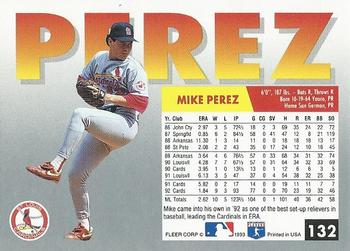 1993 Fleer #132 Mike Perez Back