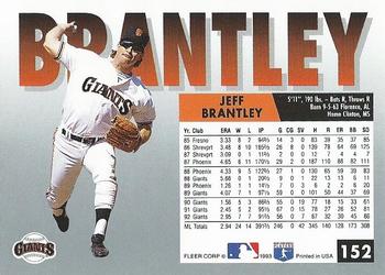 1993 Fleer #152 Jeff Brantley Back