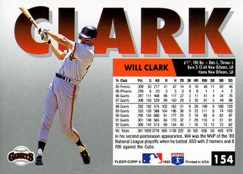 1993 Fleer #154 Will Clark Back