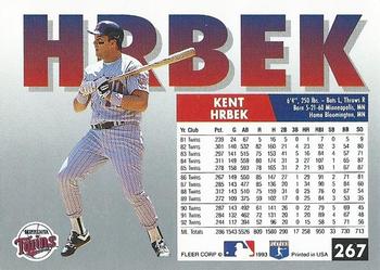 1993 Fleer #267 Kent Hrbek Back