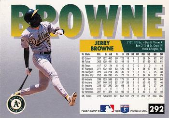 1993 Fleer #292 Jerry Browne Back
