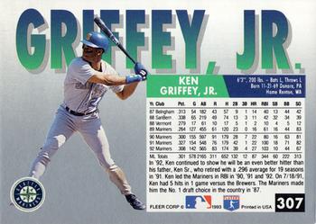 1993 Fleer #307 Ken Griffey, Jr. Back