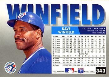 1993 Fleer #343 Dave Winfield Back