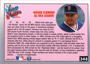 1993 Fleer #348 Roger Clemens Back