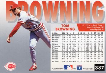 1993 Fleer #387 Tom Browning Back