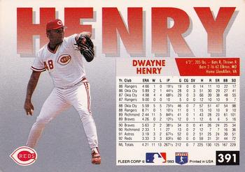 1993 Fleer #391 Dwayne Henry Back