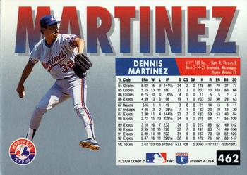 1993 Fleer #462 Dennis Martinez Back