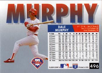 1993 Fleer #496 Dale Murphy Back
