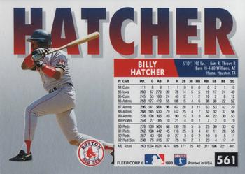 1993 Fleer #561 Billy Hatcher Back
