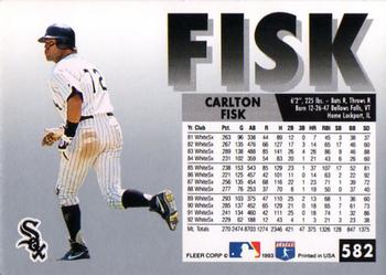 1993 Fleer #582 Carlton Fisk Back