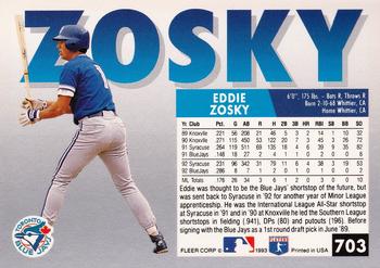 1993 Fleer #703 Eddie Zosky Back