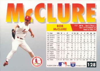 1993 Fleer #128 Bob McClure Back