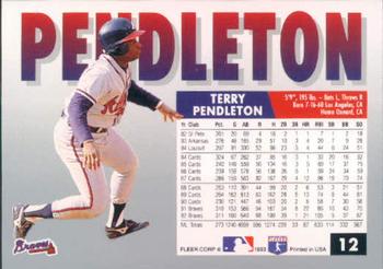 1993 Fleer #12 Terry Pendleton Back