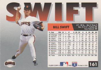 1993 Fleer #161 Bill Swift Back