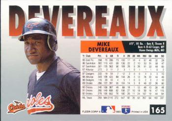 1993 Fleer #165 Mike Devereaux Back