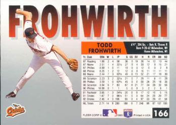 1993 Fleer #166 Todd Frohwirth Back