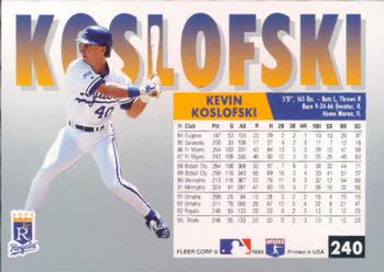 1993 Fleer #240 Kevin Koslofski Back